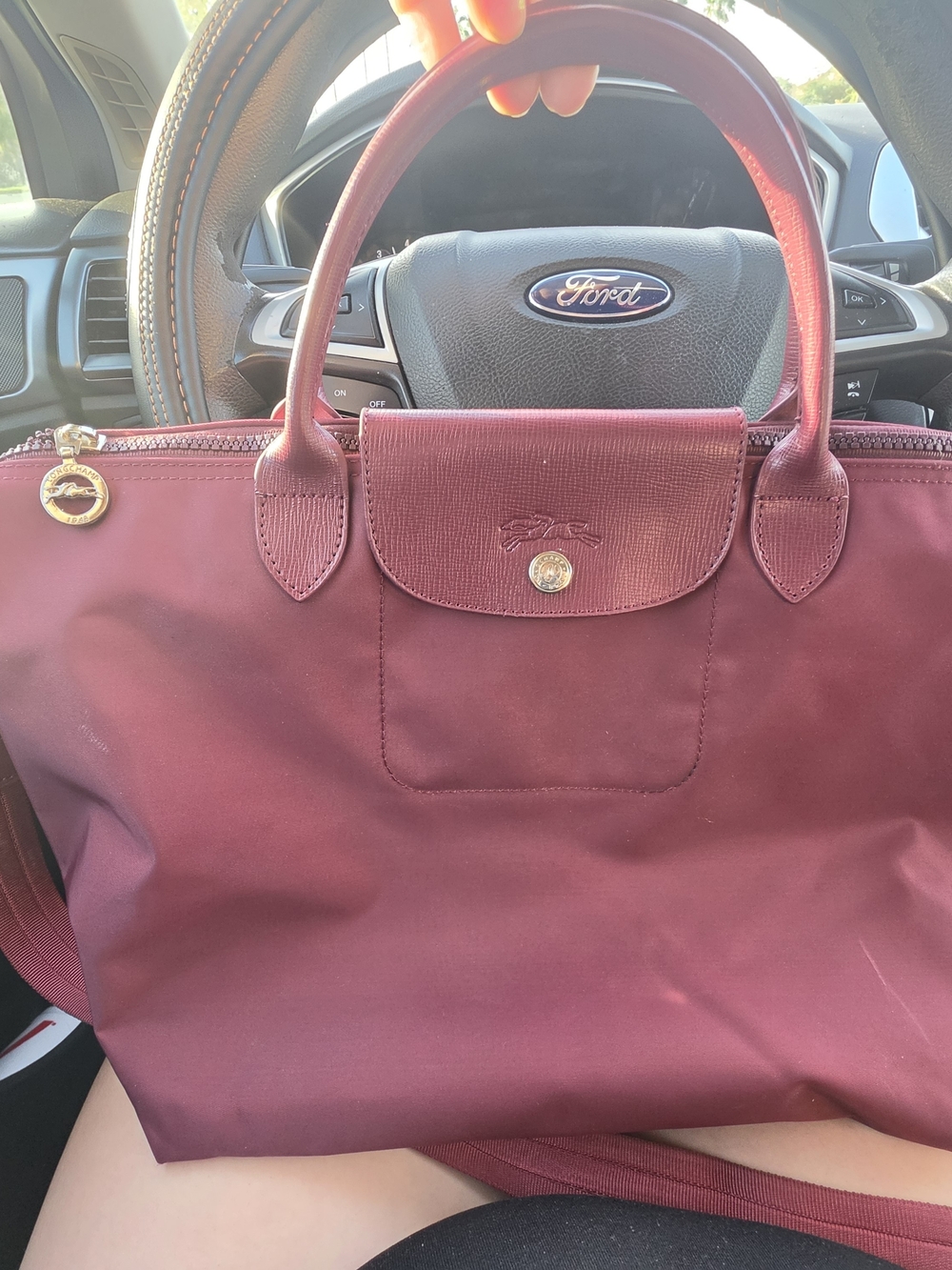 Longchamp Le Pliage Small Top-Handle Tote in Burgundy